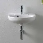 Lavabo de cerámica blanca suspendido con un elegante diseño moderno - Sílice Viadurini