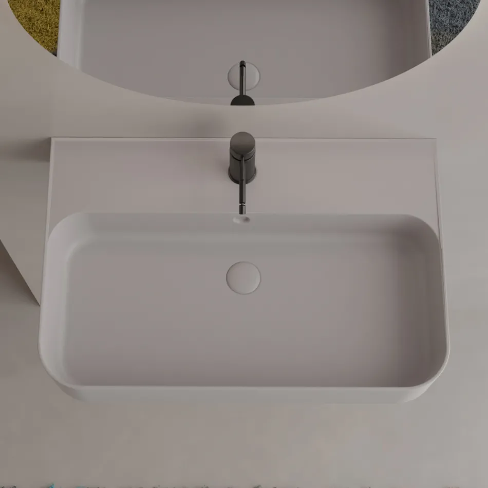 Lavabo suspendido de cerámica con toallero opcional Made in Italy - Graffa Viadurini