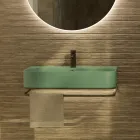 Lavabo suspendido de cerámica con toallero opcional Made in Italy - Graffa Viadurini