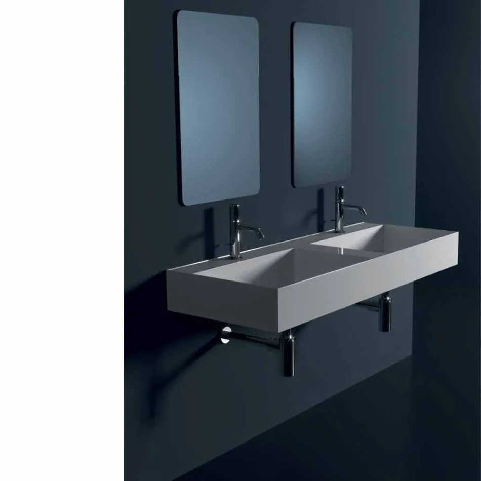 Lavabo de cerámica de pared de diseño moderno Sun 120x45 cm made in Italy Viadurini