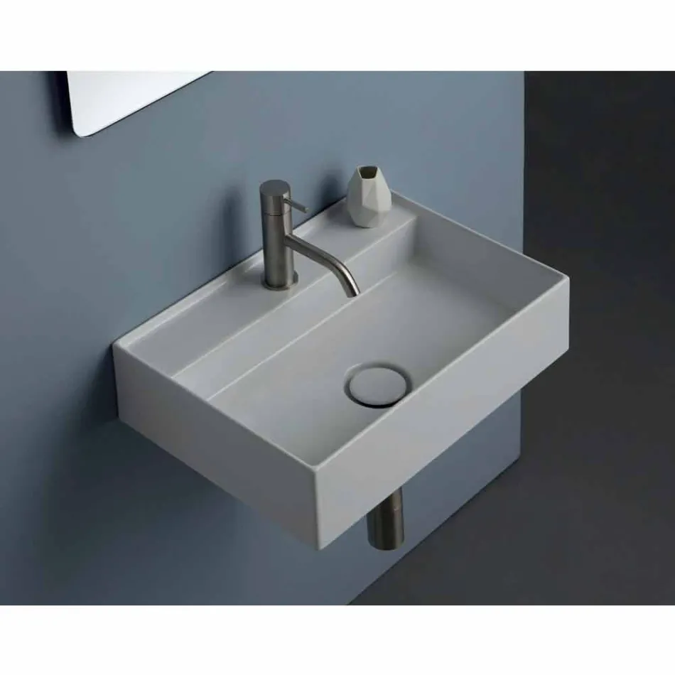 Lavabo suspendido de cerámica Sun 50x35 cm, disponible en varios colores Viadurini