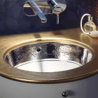 Lavabo bajo encimera barroco en arcilla fuego y platino hecho en Italia, Egeo Viadurini