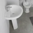 Lavabo de pedestal de cerámica blanca con un elegante diseño moderno - Sílice Viadurini