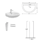 Lavabo de pedestal de cerámica blanca con un elegante diseño moderno - Sílice Viadurini