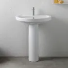 Lavabo de pedestal de cerámica blanca con un elegante diseño moderno - Sílice Viadurini