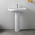 Lavabo de pedestal monomando de cerámica blanca de diseño clásico - Sílice