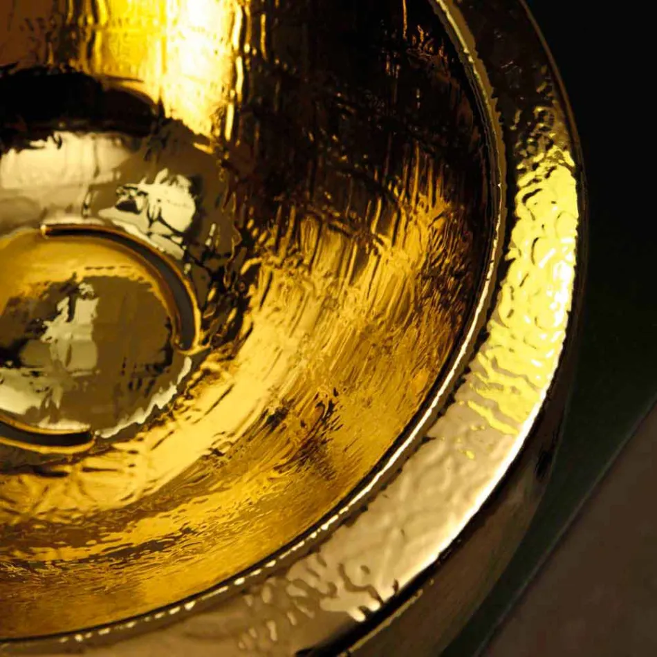 Lavabo redondo de diseño en encimera de cerámica Elisa italiana dorada Viadurini