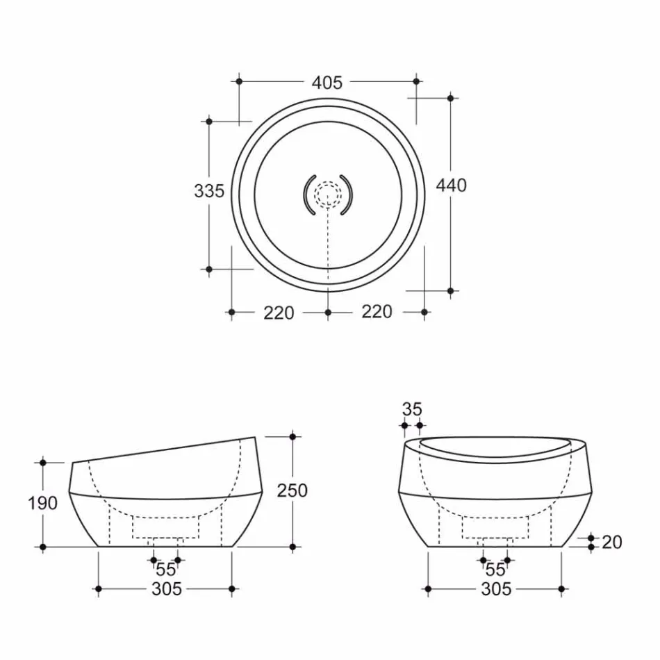 Lavabo redondo de diseño en encimera de cerámica Elisa italiana dorada Viadurini