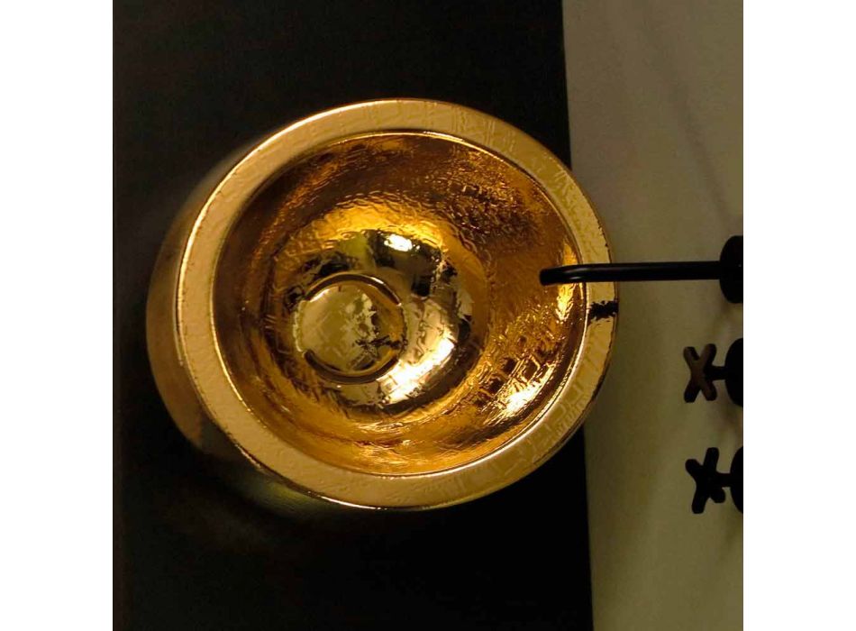 Lavabo redondo de diseño en encimera de cerámica Elisa italiana dorada Viadurini
