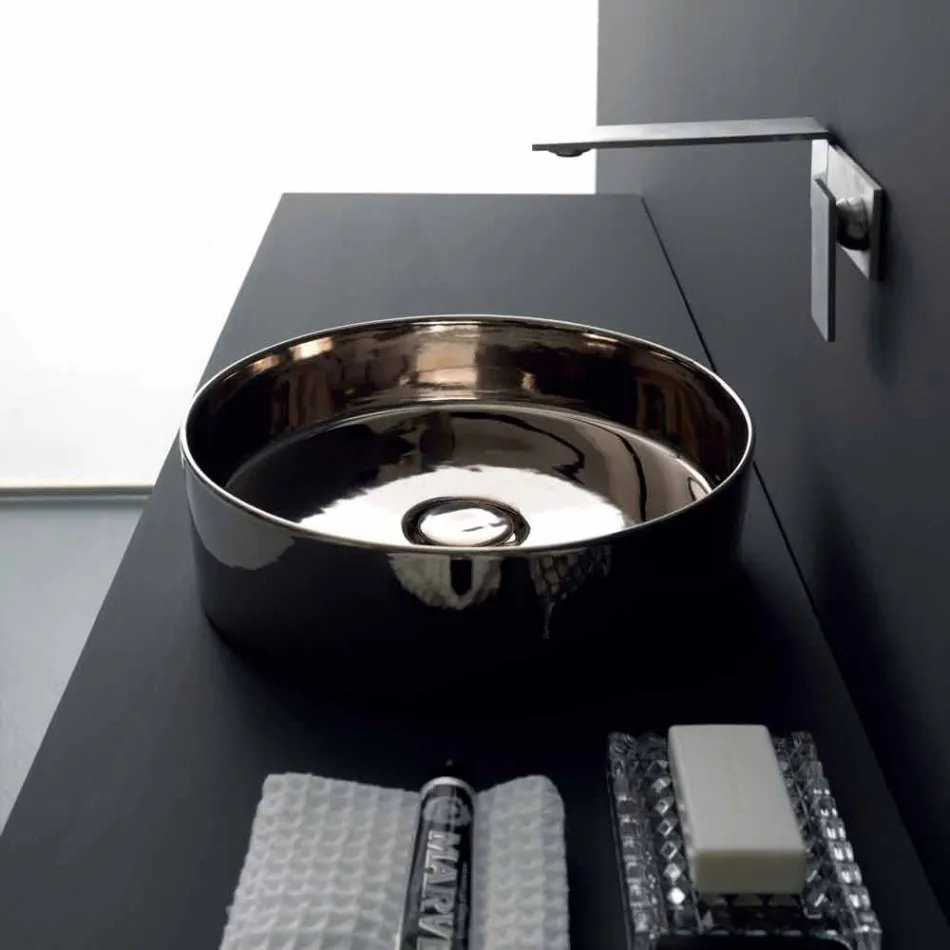 Lavabo sobre encimera redondo de cerámica Icon Alice Ceramica Viadurini