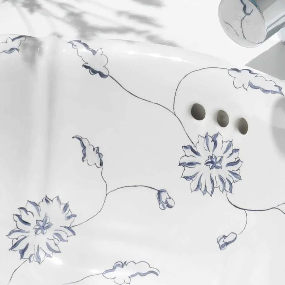 Lavabo redondo empotrado de porcelana clásica hecho en Italia, Santiago Viadurini