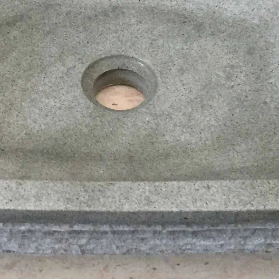 Lavabo sobre encimera de diseño verde en piedra Hilda. Viadurini