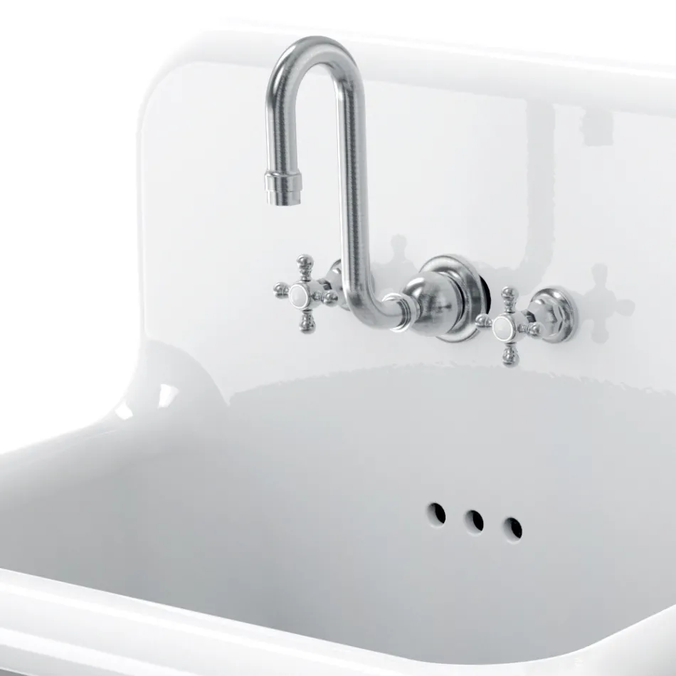 Lavabo vintage suspendido doble de cerámica gris - Jack Viadurini