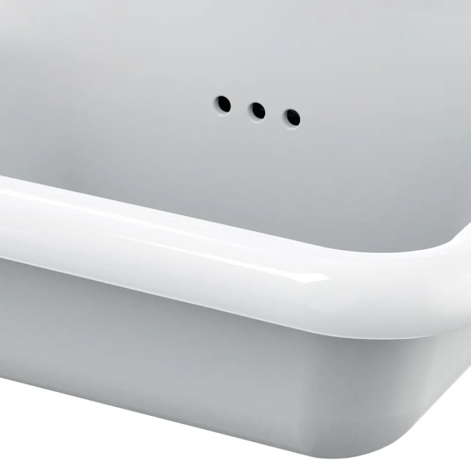 Lavabo vintage suspendido de dos senos de cerámica gris - Jack Viadurini