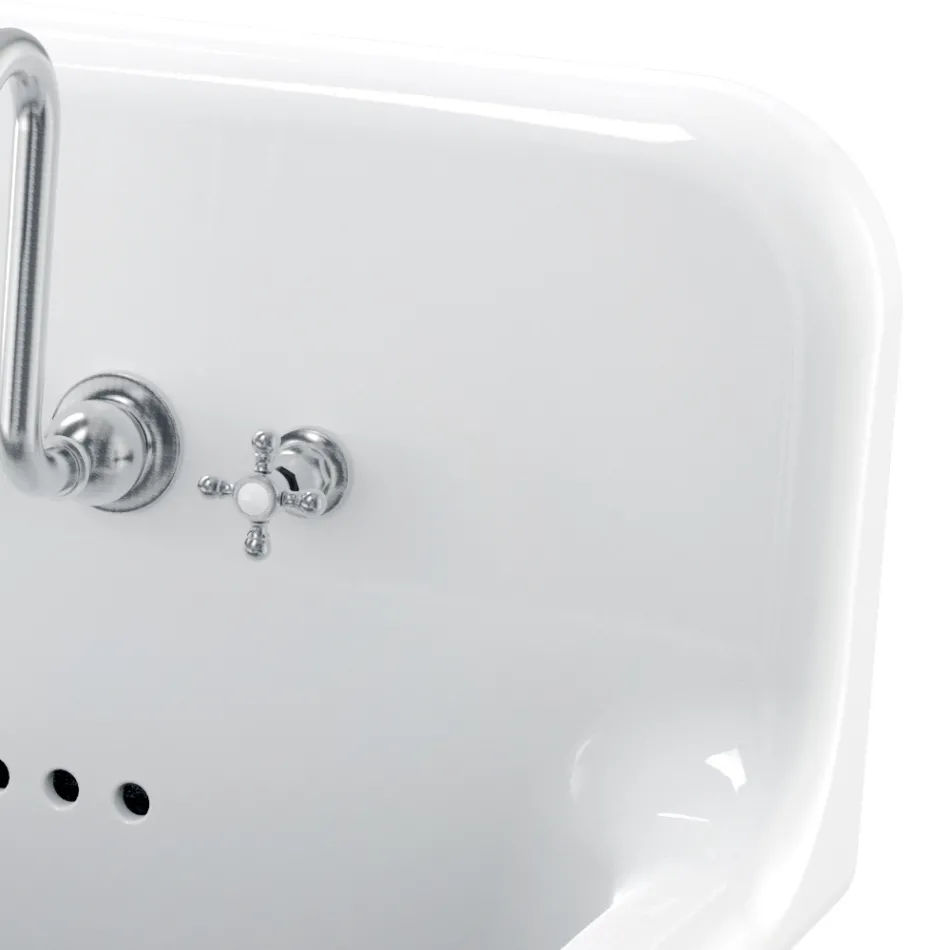 Lavabo vintage suspendido de dos senos de cerámica gris - Jack Viadurini