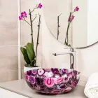 Lavabo sobre encimera de piedra de ágata redonda - Buffalo Viadurini