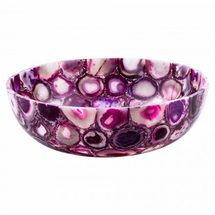 Lavabo sobre encimera de piedra de ágata redonda - Buffalo Viadurini