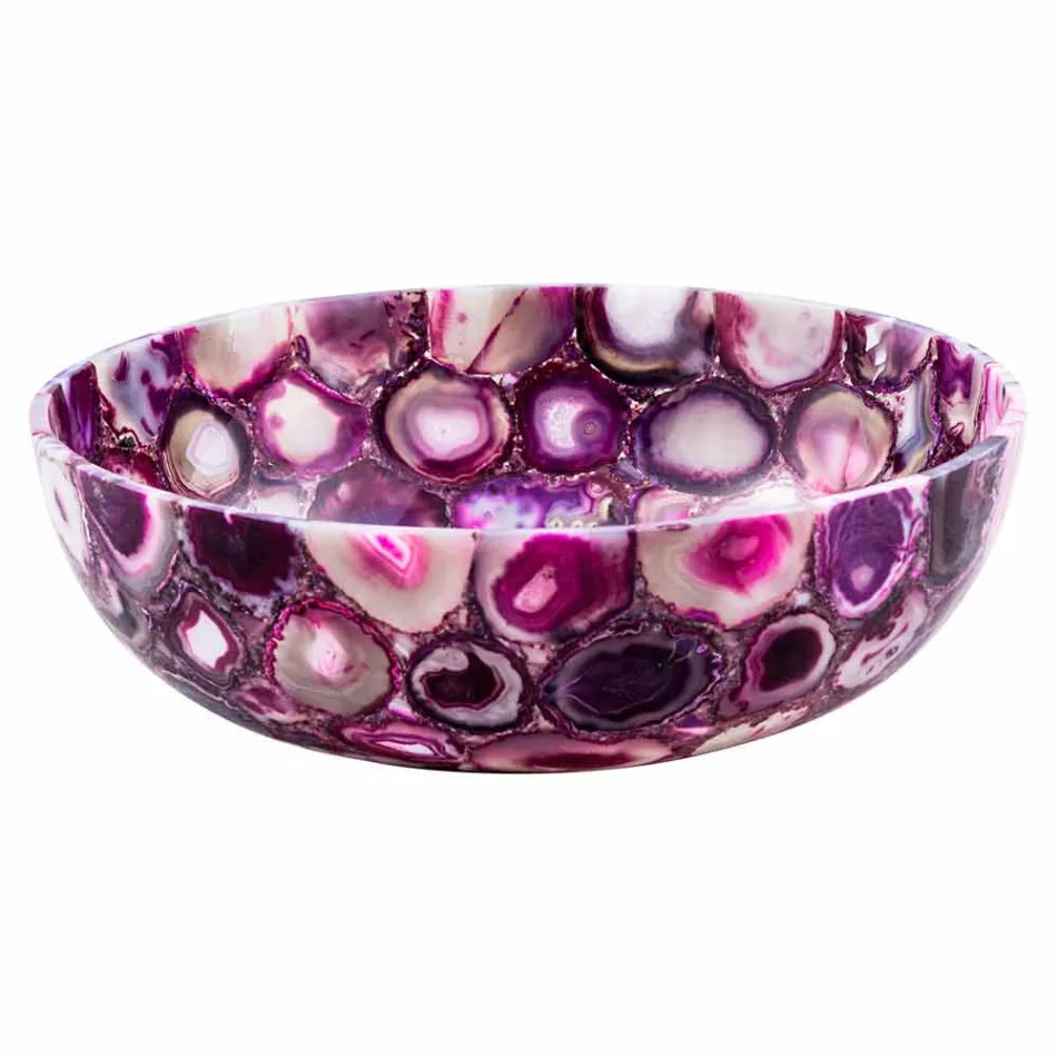 Lavabo sobre encimera de piedra de ágata redonda - Buffalo Viadurini