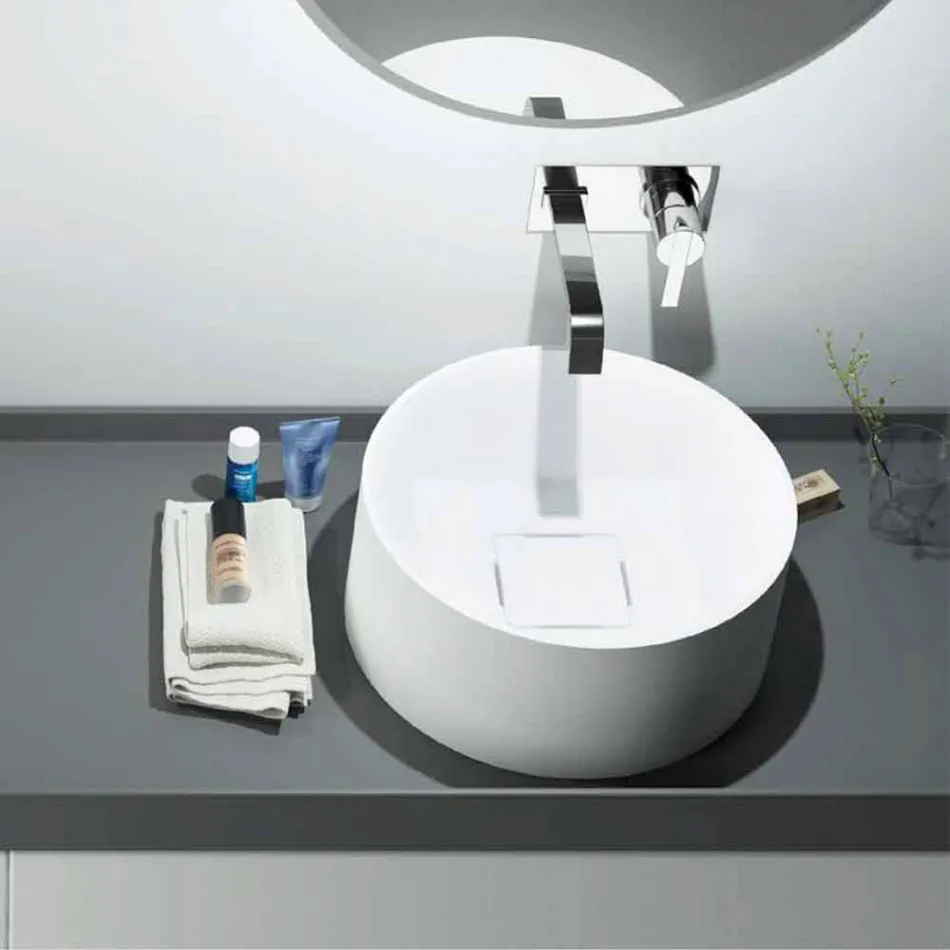 Lavabo sobre encimera de diseño circular producido en Italia, Forino Viadurini