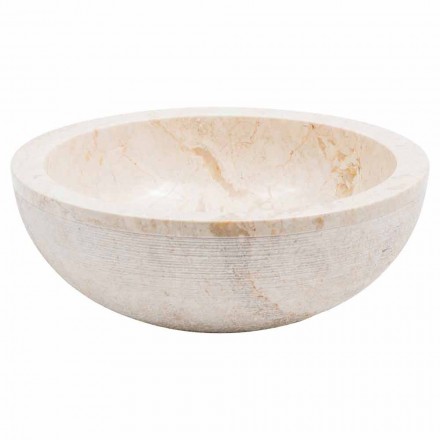 Lavabo sobre encimera de diseño en mármol blanco, Budoni Viadurini