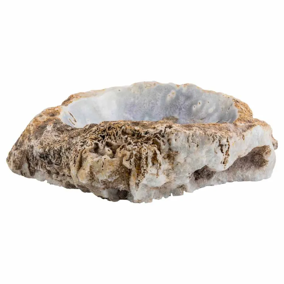 Lavabo sobre encimera hecho a mano en piedra de ágata, Posina Viadurini