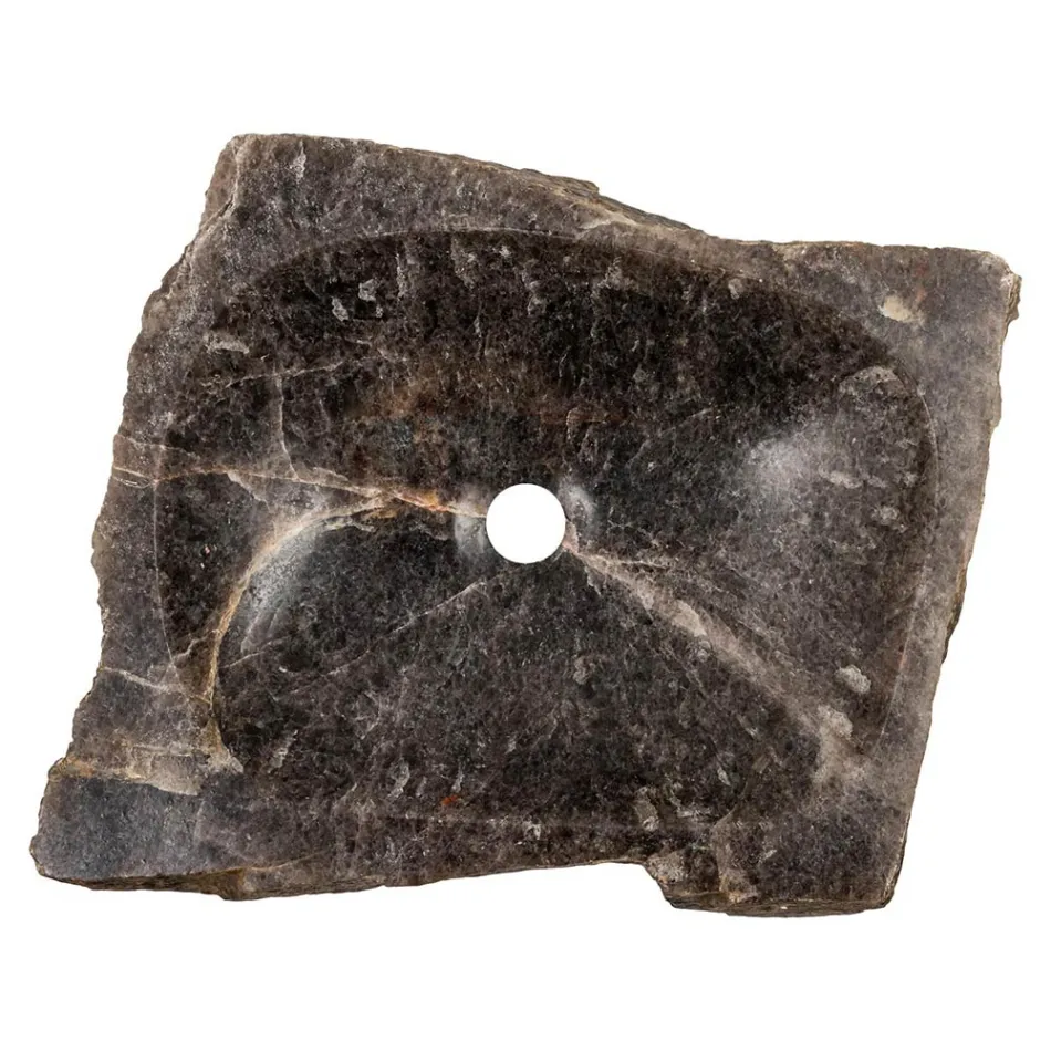 Fregadero sobre encimera hecho a mano en piedra de cuarzo ahumado, Vigasio Viadurini