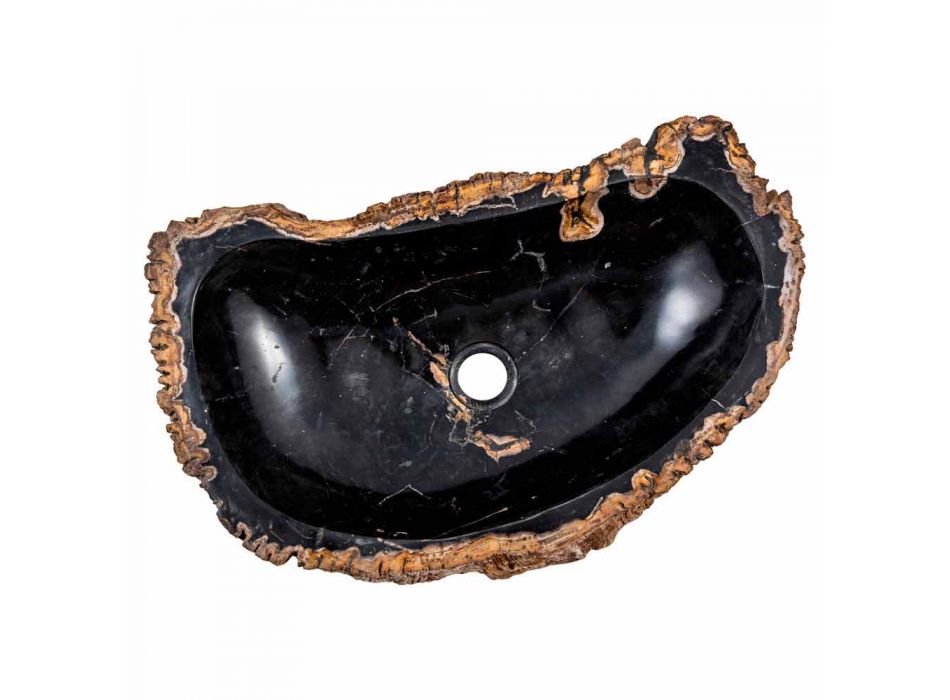 Fregadero de encimera hecho a mano contemporáneo de madera fósil, Negrar Viadurini