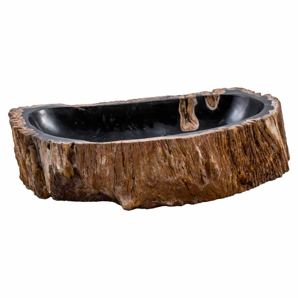 Fregadero de encimera hecho a mano contemporáneo de madera fósil, Negrar Viadurini