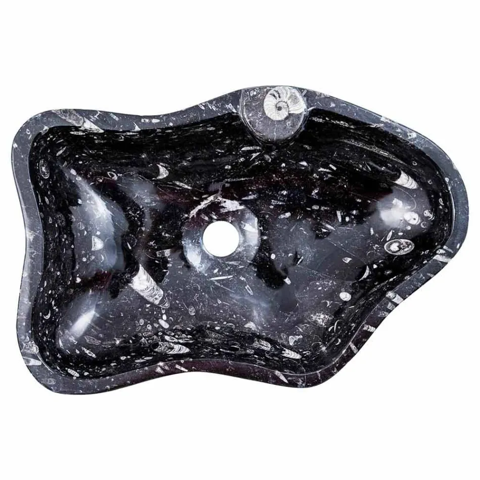 Lavabo sobre encimera de mármol moderno con fósiles - Burgeo Viadurini