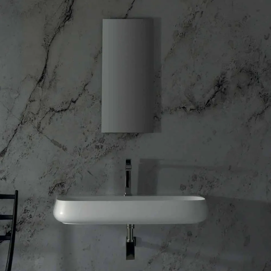 Fregadero de cerámica suspendido o suspendido L 90cm hecho en Italia, Gais Viadurini