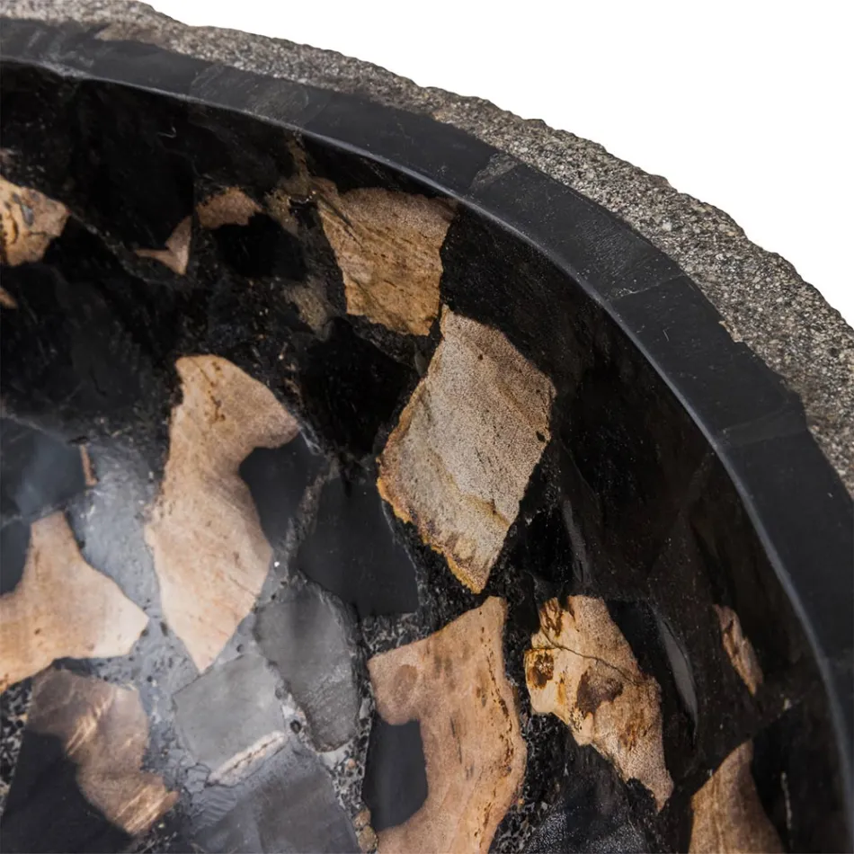 Fregadero sobre encimera hecho a mano en piedra de río, Palizzi Viadurini