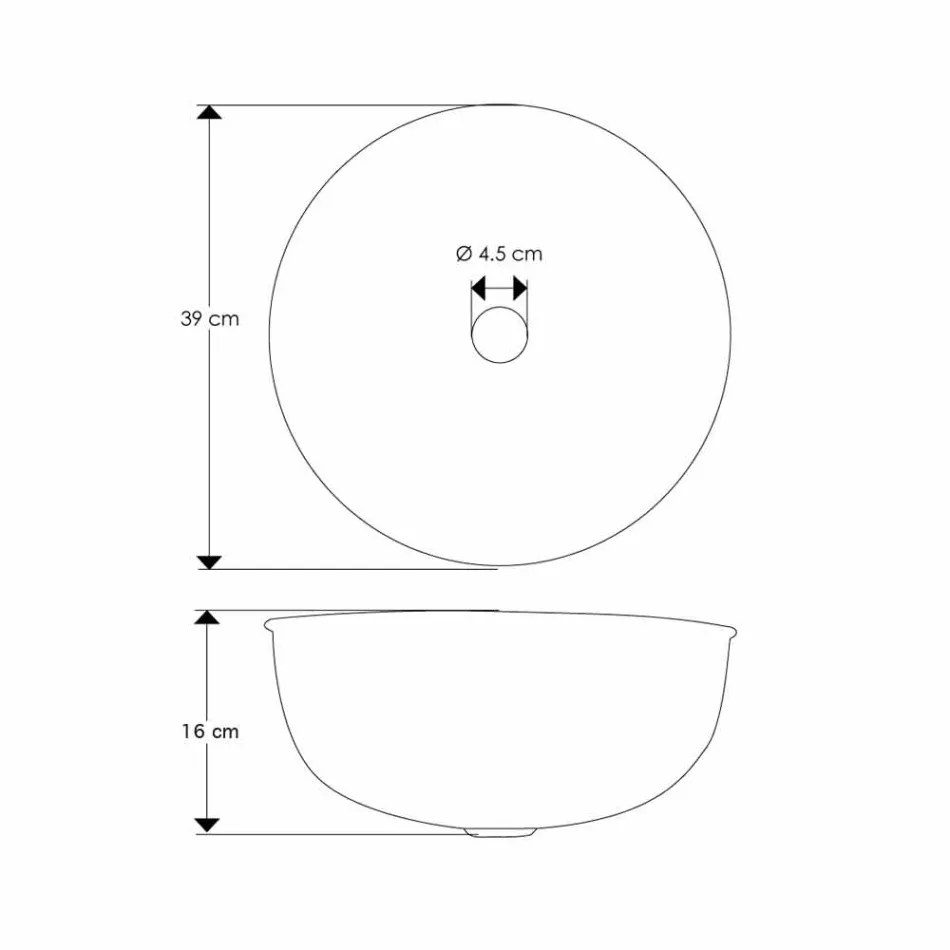 Fregadero sobre encimera redondo en metal esmaltado blanco y azul cielo - Sky Viadurini