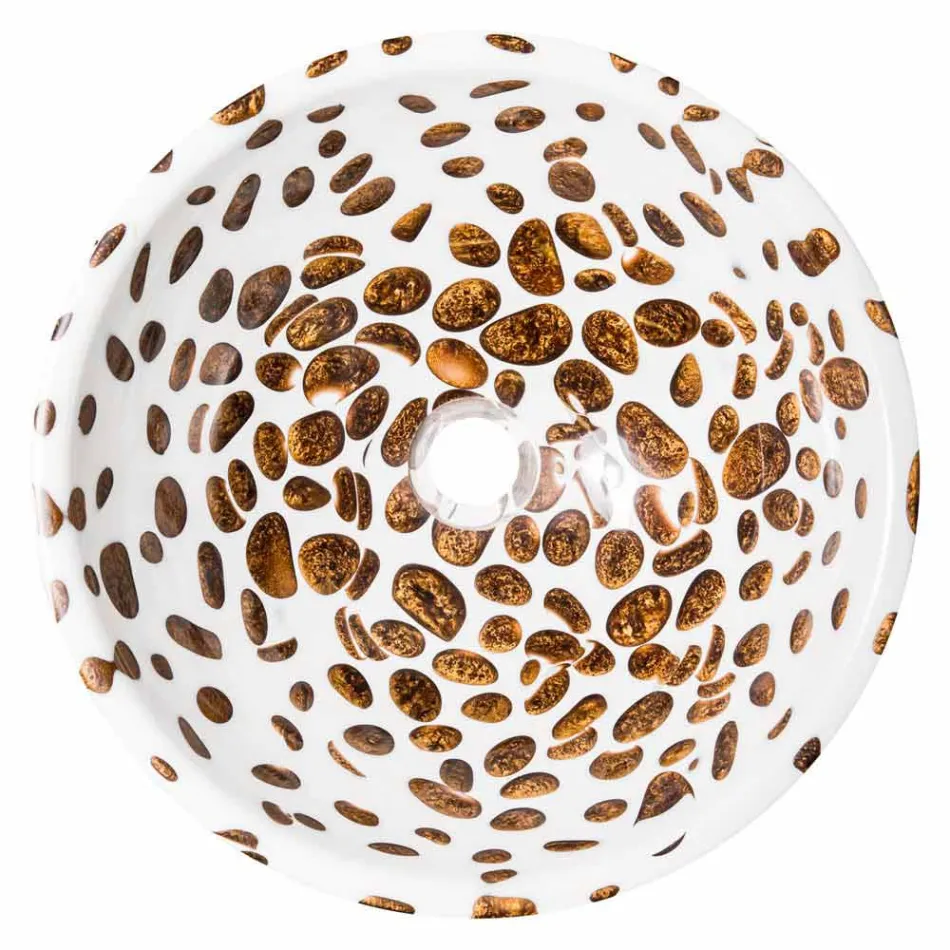 Lavabo de encimera redondo moderno de resina, Bussi Viadurini