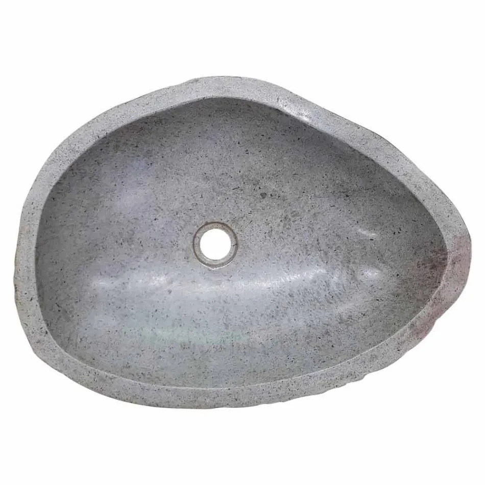 Fregadero de encimera moderno hecho de piedra de río hecha a mano, Buriasco Viadurini