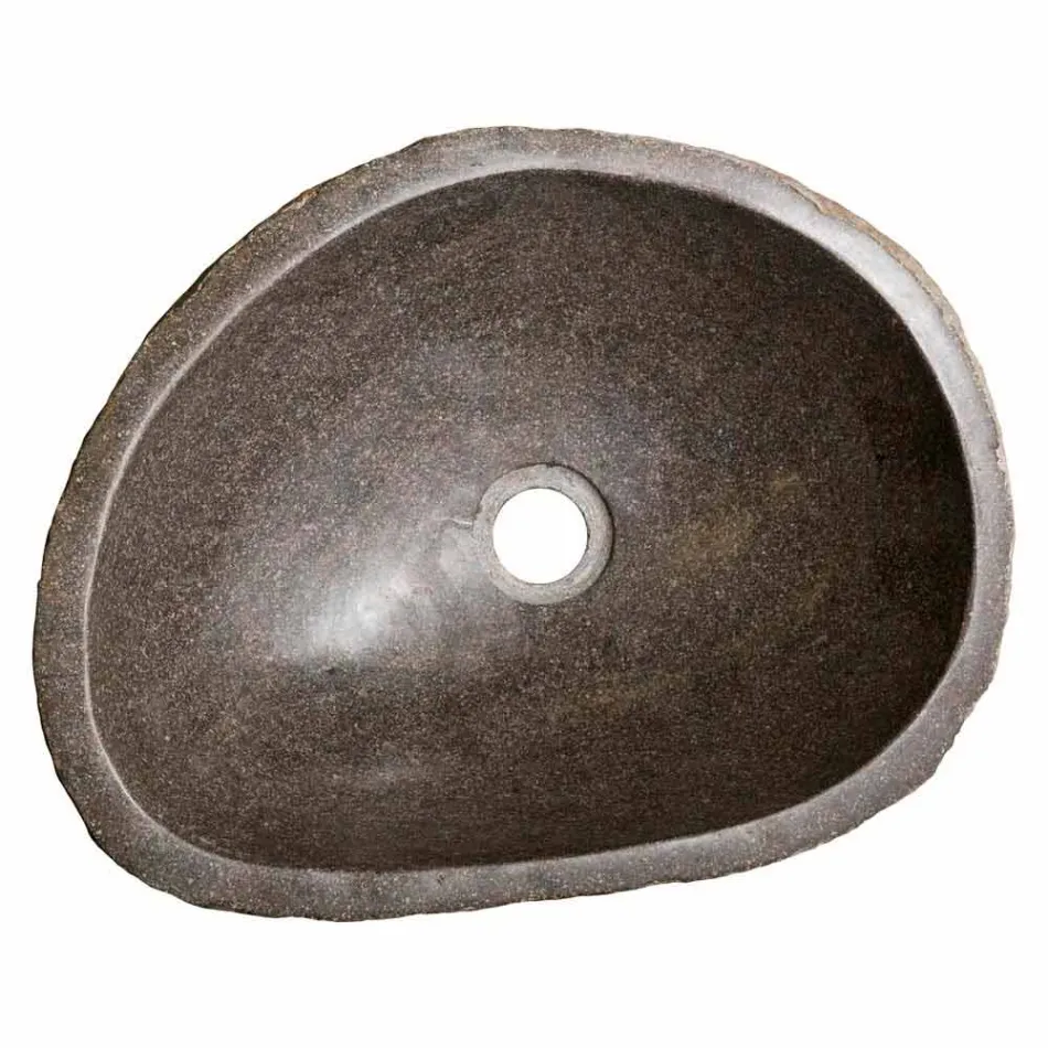 Fregadero de encimera moderno hecho de piedra de río hecha a mano, Buriasco Viadurini