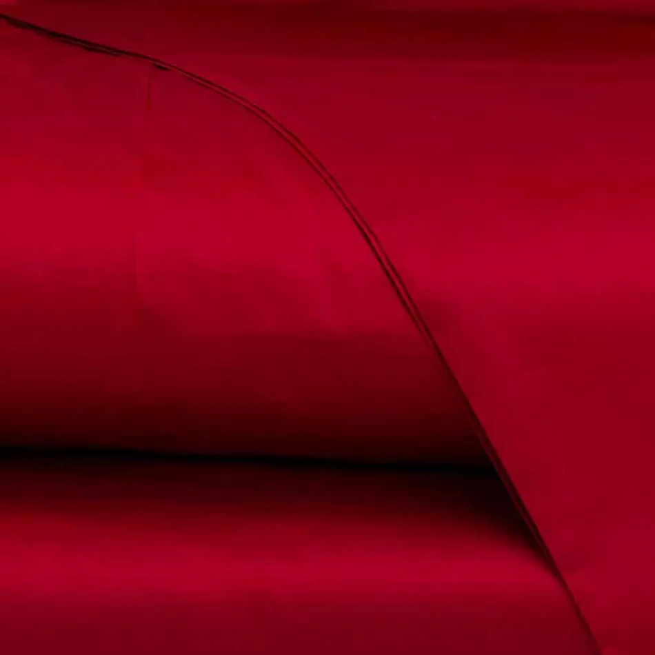 Juego de Sábanas de Satén de Algodón para Cama Doble Color Sólido - Freesia Viadurini