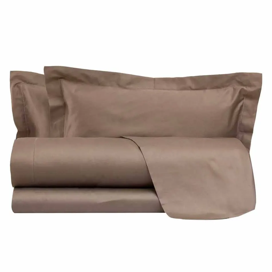 Juego de Sábanas de Satén de Algodón para Cama Doble Color Sólido - Freesia Viadurini