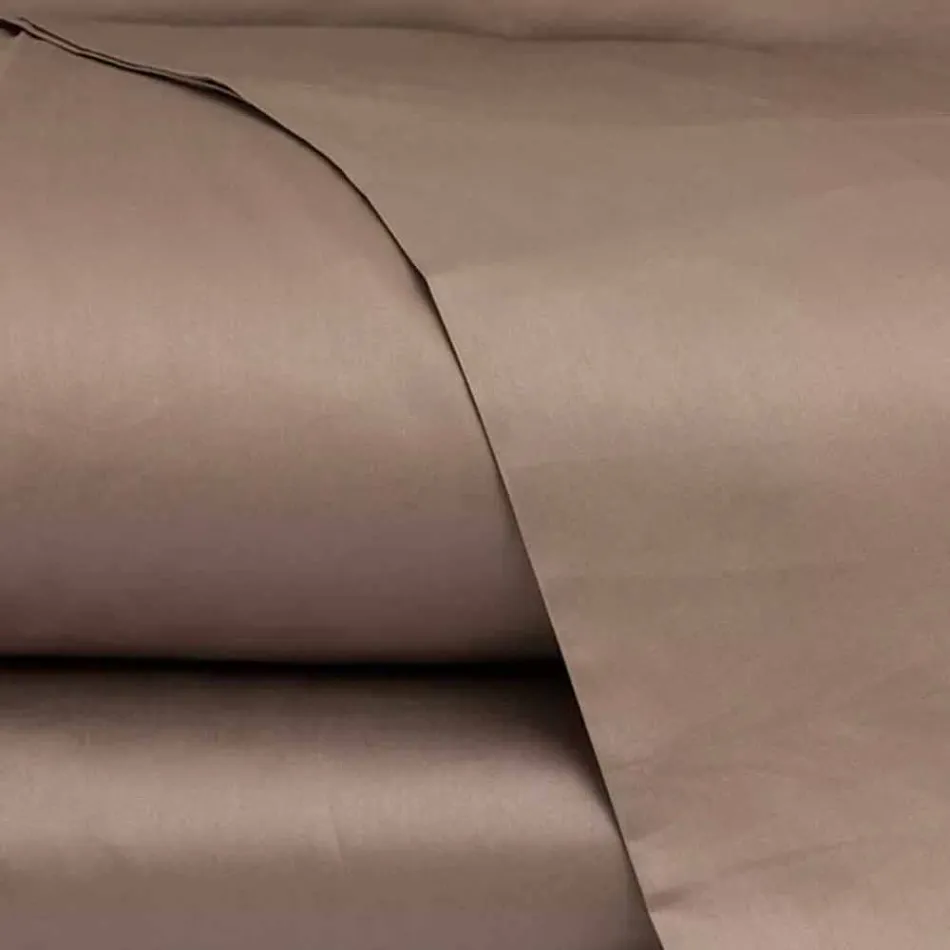 Juego de Sábanas de Satén de Algodón para Cama Doble Color Sólido - Freesia Viadurini