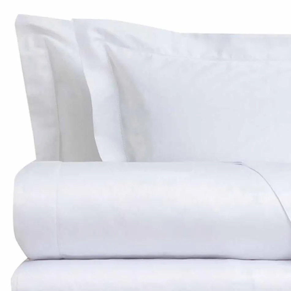 Juego de Sábanas de Satén de Algodón para Cama Doble Color Sólido - Freesia Viadurini