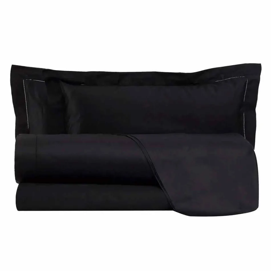 Juego de Sábanas de Satén de Algodón para Cama Doble Color Sólido - Freesia Viadurini