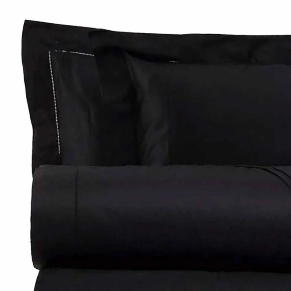 Juego de Sábanas de Satén de Algodón para Cama Doble Color Sólido - Freesia Viadurini