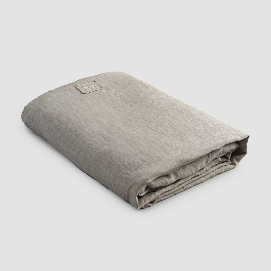 Sábanas bajeras dobles de lino negro, mantequilla o tiza vieja - Fiumano Viadurini