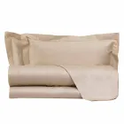 Sábanas de color liso completas en satén de algodón para cama doble - Hibiscus Viadurini