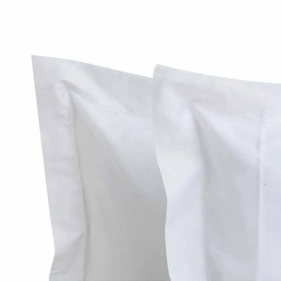 Sábanas de color liso completas en satén de algodón para cama doble - Hibiscus Viadurini