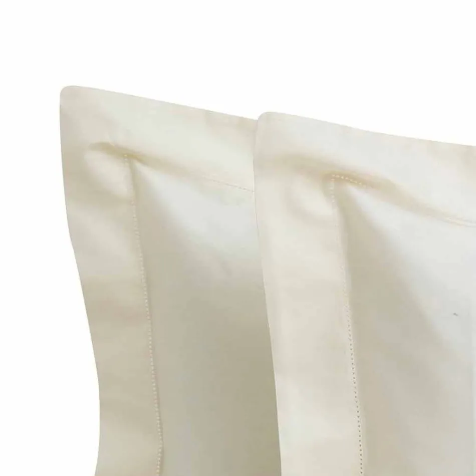 Sábanas de color liso completas en satén de algodón para cama doble - Hibiscus Viadurini