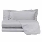 Sábanas de color liso completas en satén de algodón para cama doble - Hibiscus Viadurini