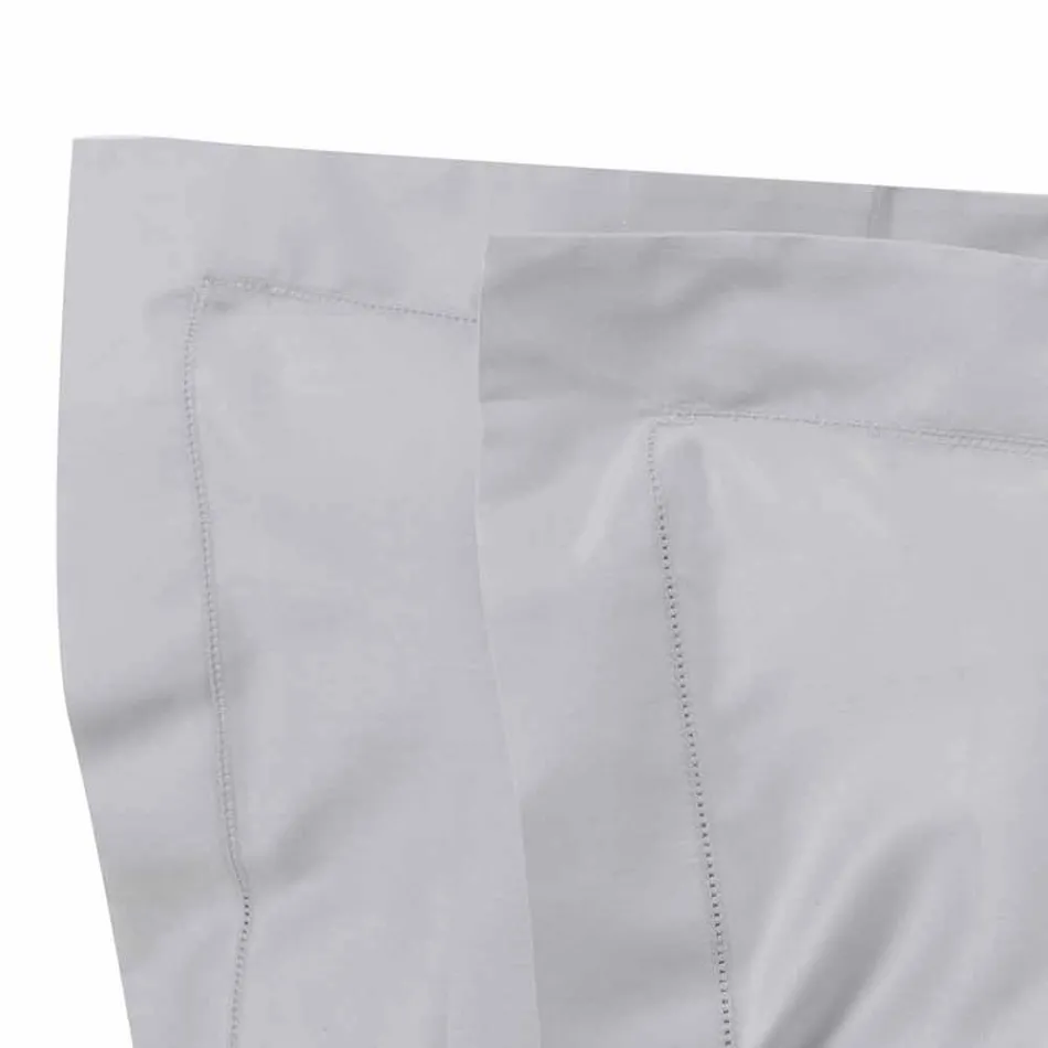 Sábanas de color liso completas en satén de algodón para cama doble - Hibiscus Viadurini