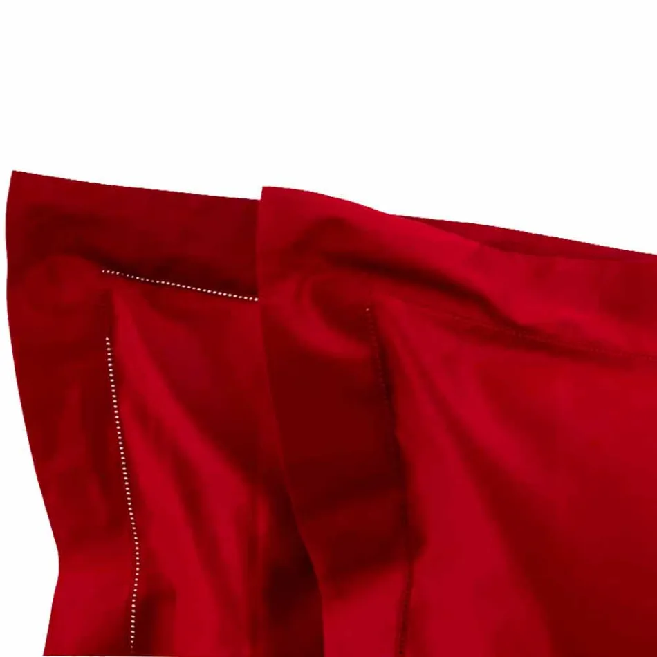 Sábanas de color liso completas en satén de algodón para cama doble - Hibiscus Viadurini