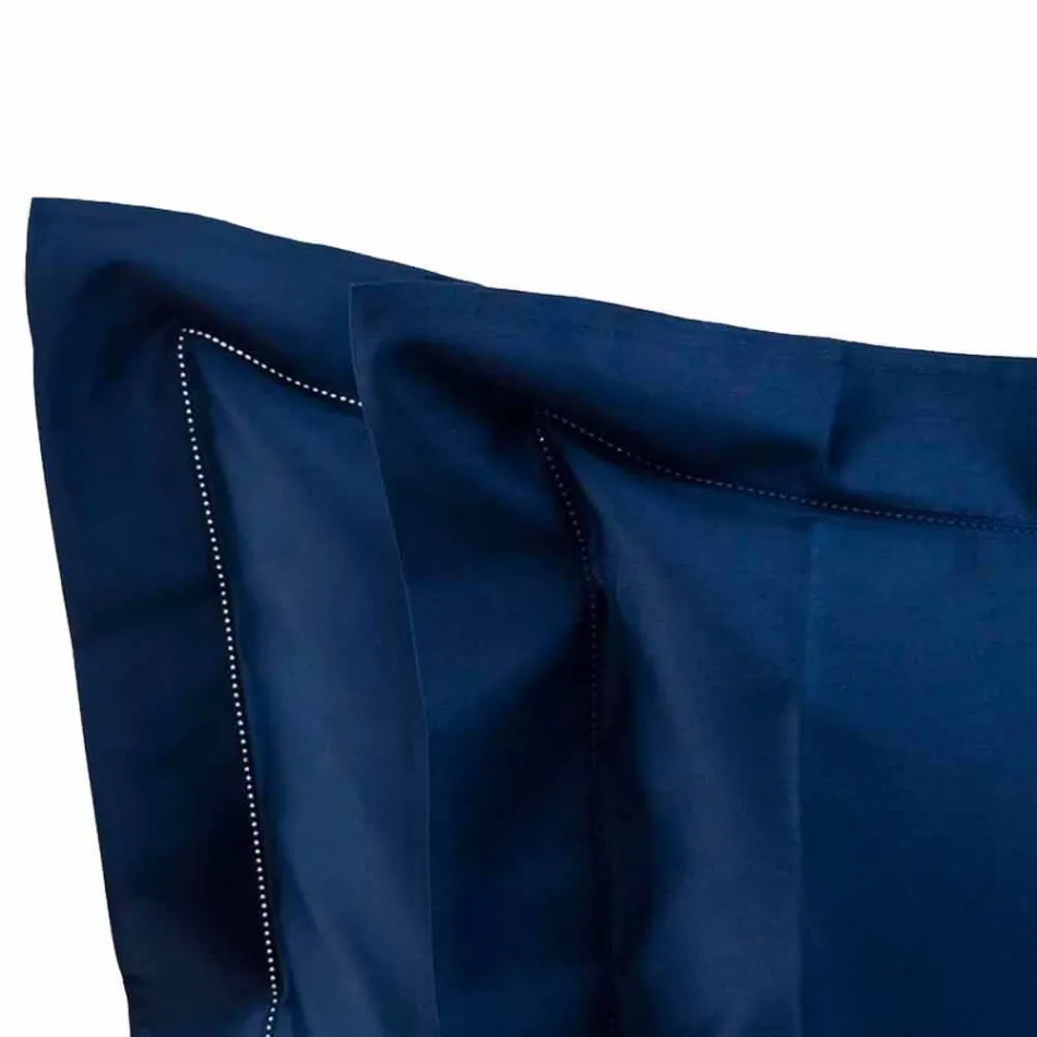 Sábanas de color liso completas en satén de algodón para cama doble - Hibiscus Viadurini