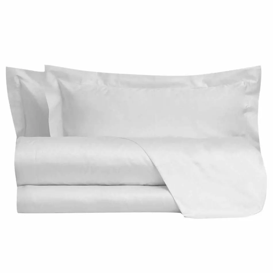 Sábanas de color liso completas en satén de algodón para cama doble - Hibiscus Viadurini